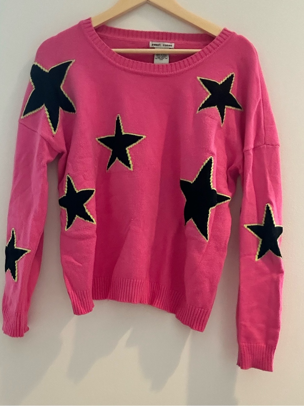 Pink Star-Accent Sweater